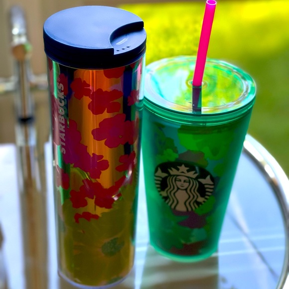 NEW SET🥤STARBUCKS Summer 2022 Dichromatic Flowers Cup & Soft Touch Tumbler - Picture 4 of 14